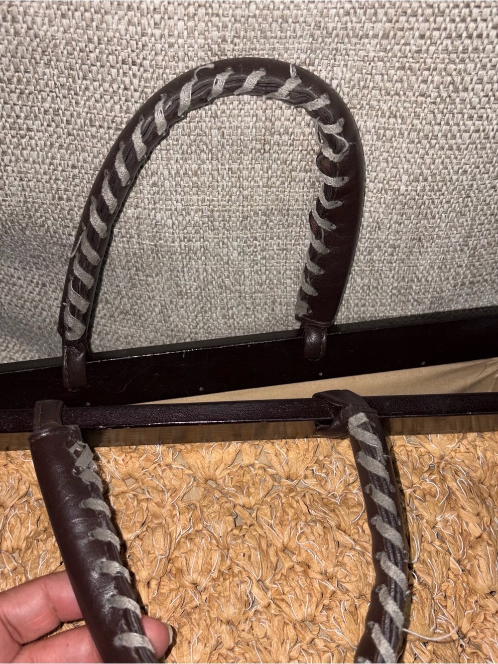 Paper Straw Top-Handle Bag in Tan - Picture 8 of 14
